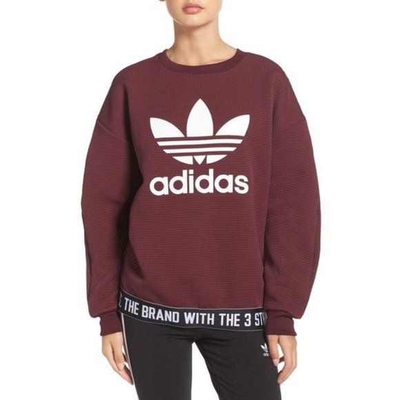 adidas Tops - *SOLD* Adidas Burgundy Trefoil Crewneck Small